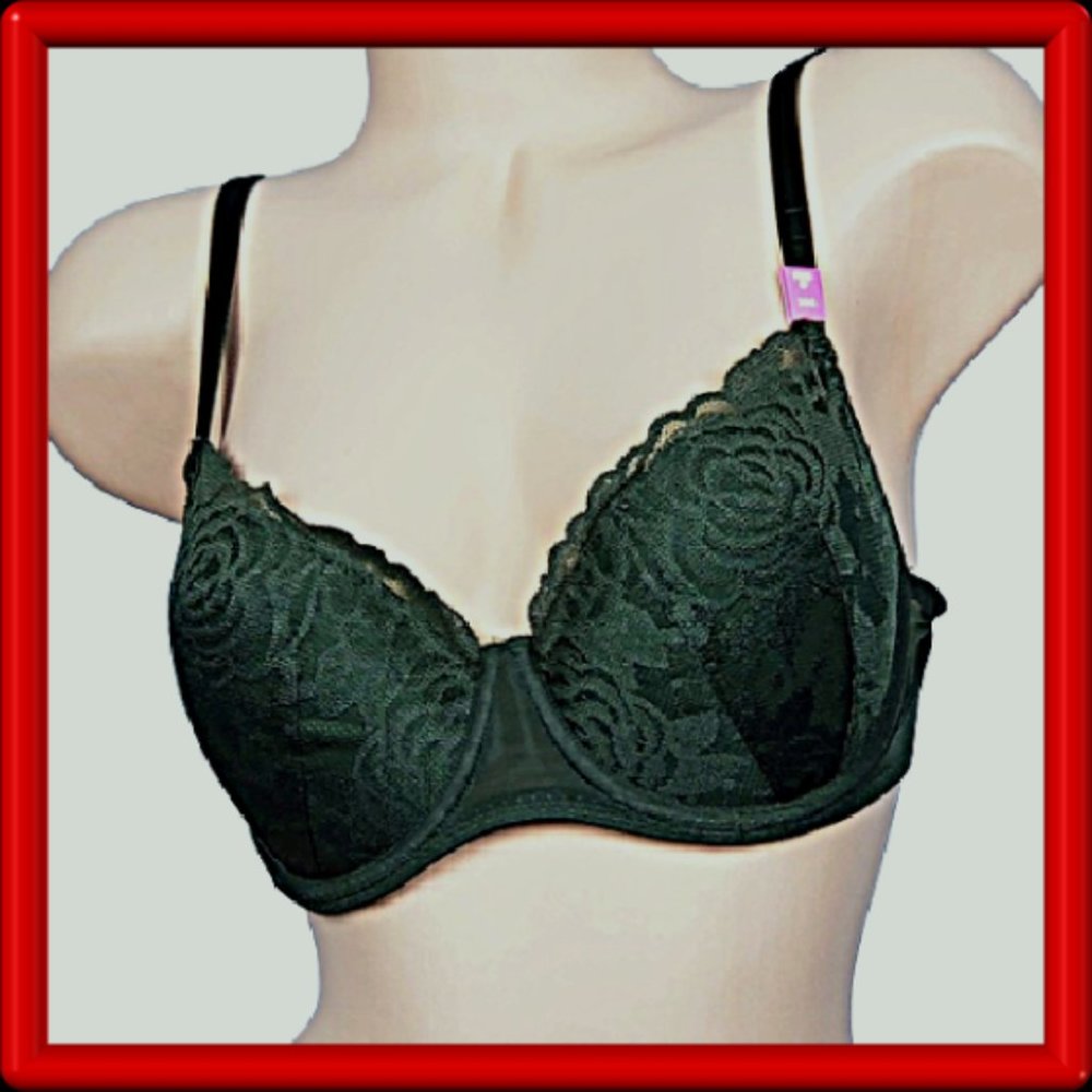 Victoria's Secret PINK Lace Date Push-up Bra Green